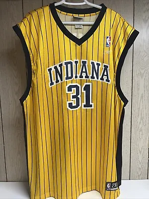 VTG Rare Deadstock Indiana Miller #31 Jersey NBA Reebok EUC Size 2XL Gold Blue • $89.99