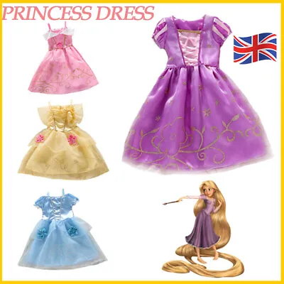 Princess Girls Elsa Cinderella Snow White Fancy Dress Up Costume Party Outfit • £13.19