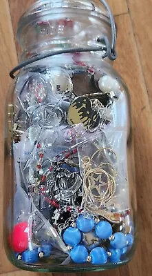 Lot Of Vintage Costume Jewelry In 1920s Bell Jar Unsigned For Crafts As Is • $20