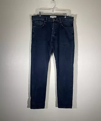 H&M Jeans Mens Blue Denim Slim Fit Dark Wash Button Fly Pants Modern 36x32 • $14.96