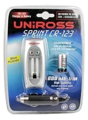 Uniross CR123 Charger Includes 1 Li-lon CR-123 Battery 3 Hours Charging Time • £21.99