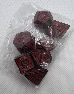 Antique Design Red 7 Pc Dice Polyhedral Set RPG DnD Dungeons Dragons AD&D D20 • $6