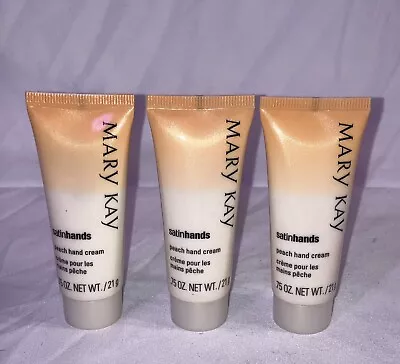 3- Mary Kay Satin Hands PEACH HAND CREAM Travel Size 0.75 Oz. New No Box • $16.99