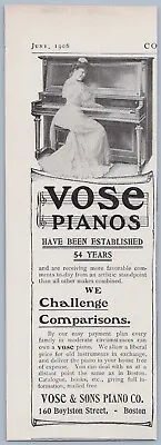 1906 Vose & Sons Piano Vintage Ad Boston Massachusetts Upright Music • $6