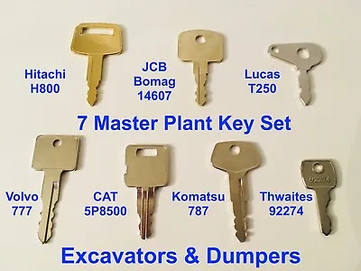 £9.95 • Buy 7 Master Plant Key Excavator Dumper JCB Komatsu Volvo Thwaites CAT Hitachi Lucas