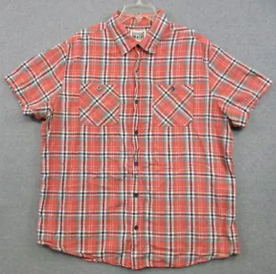 Converse Shirt XL One Star Men Button Short Sleeve Red Plaid Pockets Linen • $10