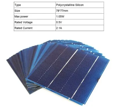 $34.95 • Buy 100pcs Photovoltaic Solar Cells Polycrystalline Solar Panel Kit Sunpower Cell