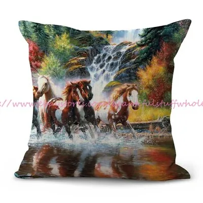 Fantasy Art Forest Running Horse Cushion Cover Decorative Throw Pillow Cover • $14.95