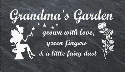 Personalised Slate Fairy Garden Sign / Plaque Mum Grandma Any Name • £11.99