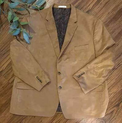 Ralph Lauren Mens 54R Brown Faux Suede Leather Blazer Jacket Sport Coat • $39.99