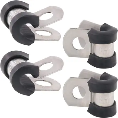 20Pcs 1/4  (6Mm) Cable Clamp Rubber Wire Clamps Stainless Steel Rubber Cushioned • $17.49