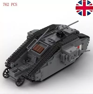 Military WW1 UK Army Equipment Britain MARK 1 Tank War Vehicles Building Block • $145.17