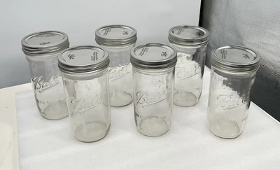 $59.95 • Buy Lot Of 6 Ball Freezer Fruit Jars 20 Oz. Wide Mouth Clear 124A Mason 2.5 Cups