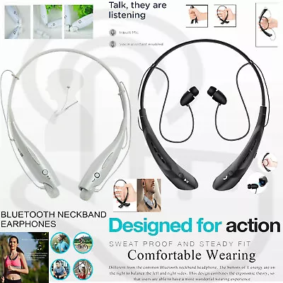 Wireless Bluetooth Neckband Headphones Earphones Headset Mic Iphone Samsung Lot • £7.45