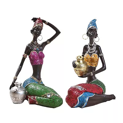 African Statue Figurine Sculpture Figurine Home Art Tribal Lady Resin Crafts • $36.29