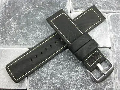 24mm PVC Composite Rubber Band Black Diver Watch Strap Kevlar For Maratac White • $29.98