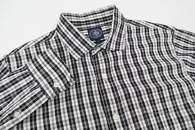 J. Press Mens Medium Black White Plaid Long Sleeve Button Fron Shirt Long Sleeve • $29.96