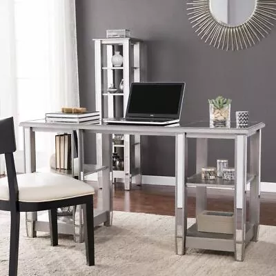 Unique Matte Silver Mirrored Desk • $503.38