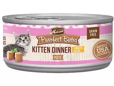 Merrick Purrfect Bistro Kitten Dinner Grain Free Chicken Cat Food 5.5 Oz. 24 • $37.18