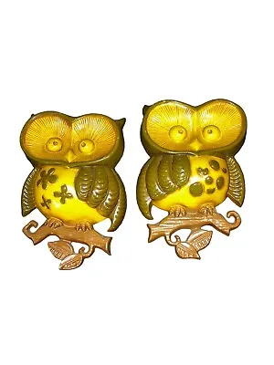 Vintage Cast Metal Pair Of Owls Wall Hanging Sexton USA • $38