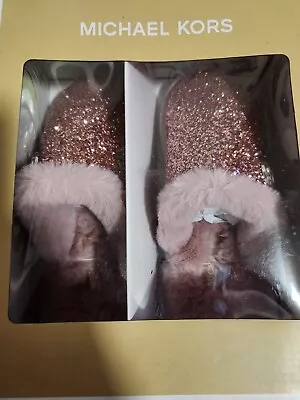 New W/ Box Michael Kors Womens Janis Chunky Glitter Slippers Pink 6 • $69