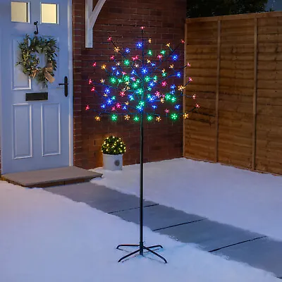 Cherry Blossom LED Christmas Tree Pre Lit Xmas Decoration Indoor Outdoor 5ft • £29.69