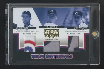 2005 Donruss Greg Maddux-tom Glavine-john Smoltz Game Worn Patches Logo /50 Hof • $299.99