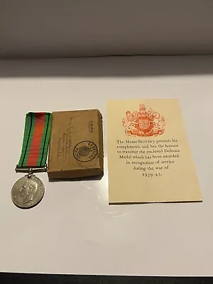 World War 2 WW2 Defence Medal Daniels Hackney Original Medal With Box And Slip • £35