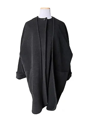MaxMara Women Gray One Button Wool Cashmere Double Layer Swing Coat Collarless 6 • $223.50
