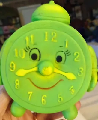 Vintage Stahlwood Rare CUTE AS CAN BE! Rubber Squeaky Toy Alarm Clock ⏰️ 1960's • $9.99