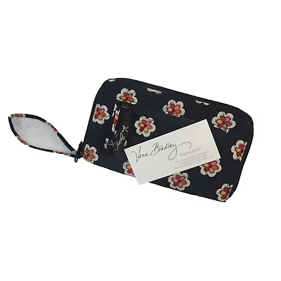 Vera Bradley Wallet Wristlet Zip Around Pirouette Black Orange Quilted Card ID • $15.77