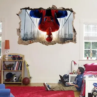 Spiderman 3D Smashed Wall Sticker Graphic Decal Home Decor Art Mural Marvel J293 • £12.28