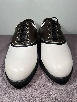 Etonic NWOB Stk.#EM7000-14 Black Brown Saddle Golf Shoes US Mens Sz 7.5 M • $49.95