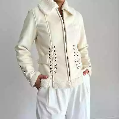 Vintage Victoria's Secret Moda International Jacket Womens Small Faux Fur Sherpa • $108