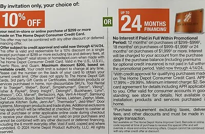 Home Depot Couponss 10% Off + Special Financing W/Credit Card Expires 4/14/24😀 • $10