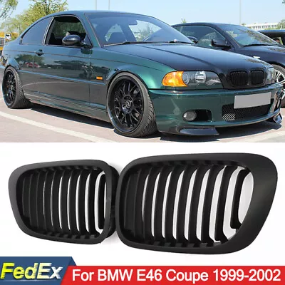 For BMW 3 Series E46 325Ci 330Ci Coupe 1999-02 Matte Black Front Bumper Grilles • $34.99