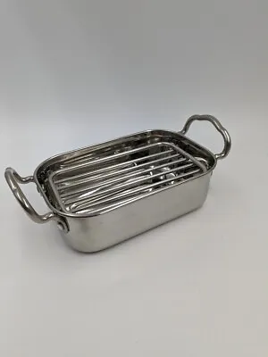 Stainless Steel Mini Roasting Oven Pan Dish Meat Baking Roaster Tin Grill • £5.99