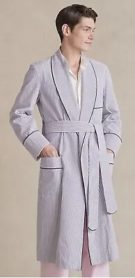New & Lingwood Luxury 100% Cotton Dressing Gown Seersucker Medium BNWT RRP £595 • £102
