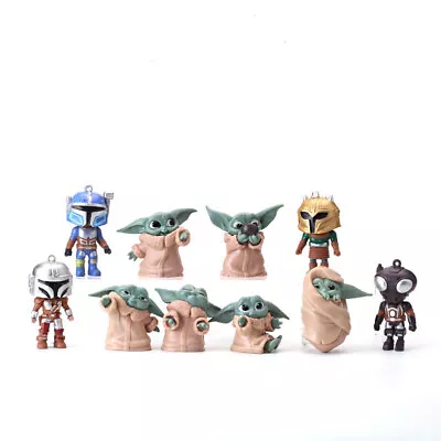 10pcs Mini Mandalorian Baby Yoda Action Figure Toys Car Cake  Toppers Decoration • £11.99