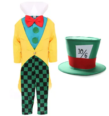 Child Mad Hatter Costume Alice School World Book Day Wonderland Fancy Dress Boys • £14.99