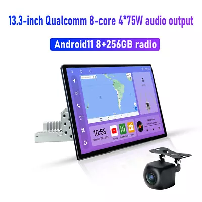 13.3Inch Car Stereo Radio Android 11 Qualcomm 1DIN Carplay GPS 8+256GB 4*75W • $614.27