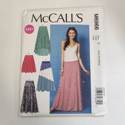 McCall 6966 Sz Xsm-Sml-Med L Long Maxi Skirt Asymmetrical Seam High Low Pattern • $6.99