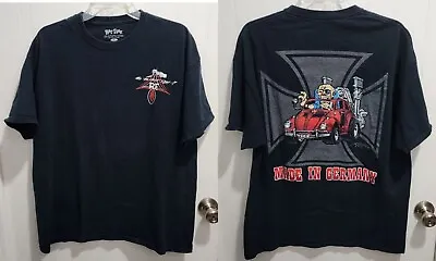 RAT FINK  Volkswagen Bug - Made In Germany  Ed Roth Black Graphic T Shirt Sz XL • $25.49