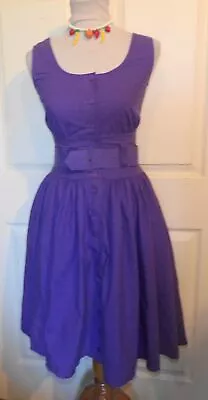 Vintage 80s Purple Cotton Sun Dress Impromptu Size 5 / 6 B34 • $12.99