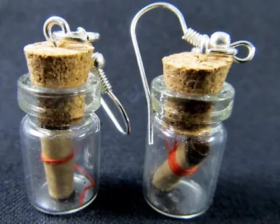 Message IN A Bottle Earrings Miniblings Hanging Glass Your Own Valentine's Day • $29.83