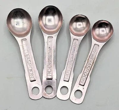 4 Vintage Pink Aluminum Measuring Spoons Mixed Set • $4.95