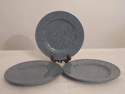 Mikasa COUNTRY BLUE Ultrastone SPECKLED White Discontinued Set 3 SALAD PLATES • $15.01