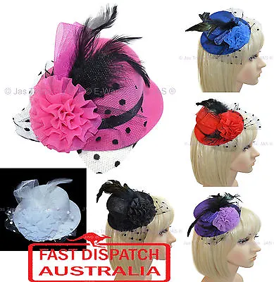 Spring Racing Cocktail Party Race Feather Cocktail Mini Top Hat Fascinator Clip • $4.49