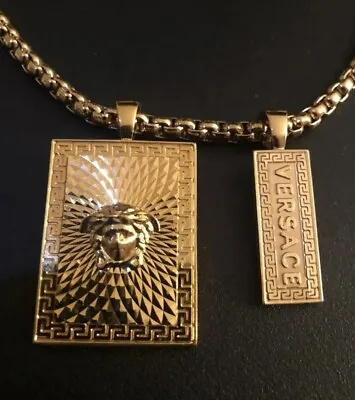 VERSACE 24K GOLD PLATED CHAIN MEDUSA DOUBLE Medallion • $199