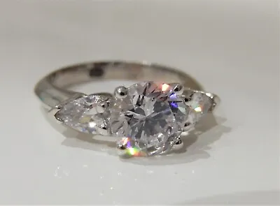 £55 • Buy 2.50 Ct Three 3 Stone Lab Created Diamond Ring  - White Gold Finish - Size M